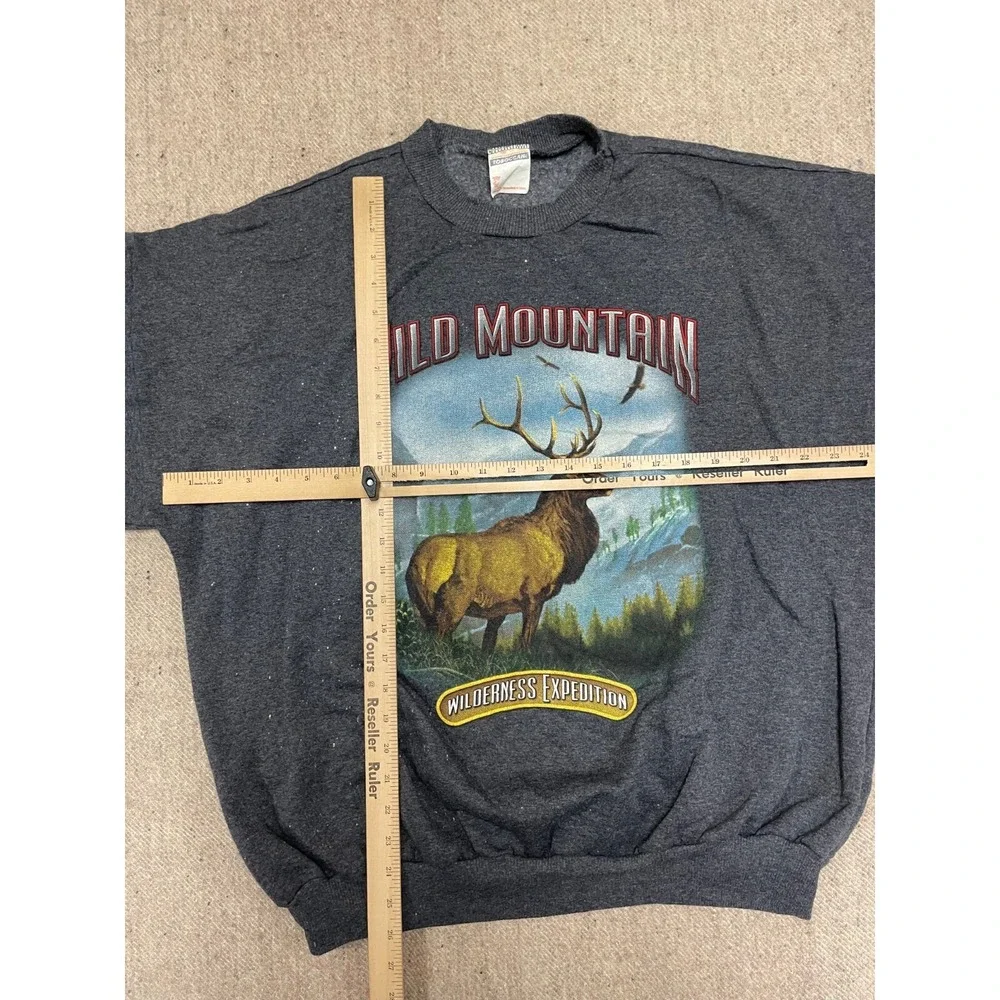Vintage Wild Mountain Sweatshirt mens xl grey 1990s deer mountains - Picture 5 of 7